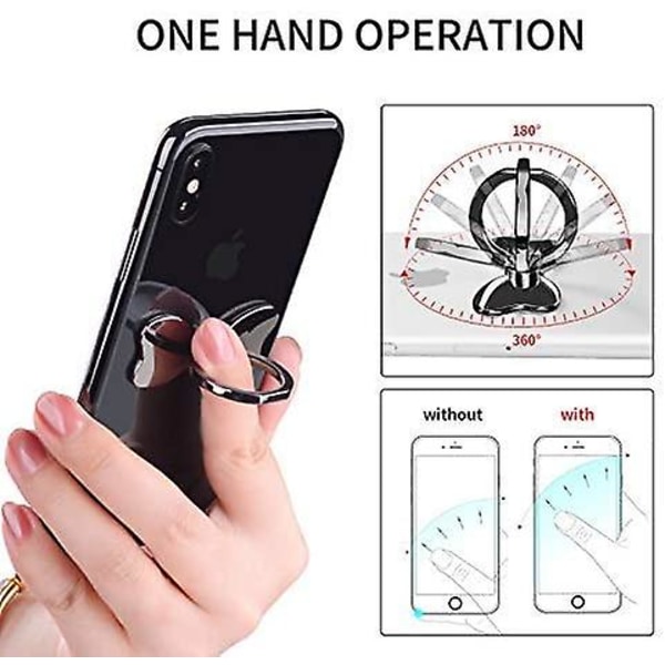 Puhelinrengaspidike ja kädensija 360° säädettävä sormimetalliteline autoteline universaali iPhone-älypuhelimille tableteille Xr Xs Max 8 7 6 6s 5s Plus