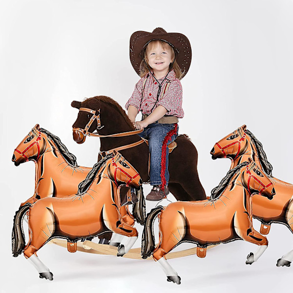 8 stk. 40 tommers brune hestefolie ballonger, Cowboy-tema bursdagsfestdekorasjoner for barnedåp