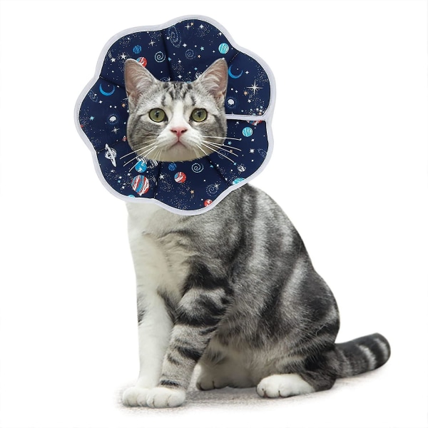 Katthalsband Anti-bett Justerbart skydd Comfy Cone Recovery Halsband för katter och valpar, blå ((S))