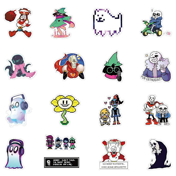 Undertale Klistremerkepakke | 50 stk Sans Undertale Vanntett Vinylklistremerker for Bærbar PC Frisk Sans Au Gaster Undyne Flowey Dekal for Jenter og Voksne