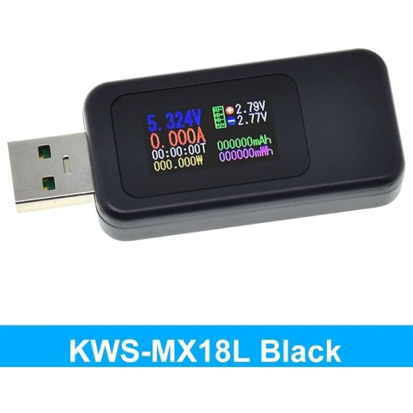 10 in 1 USB testeri DC digitaalinen volttimittari ampeerimittari jänniteampeerimittari ilmaisin Power Bank -latauksen ilmaisin (musta, 1 kpl)