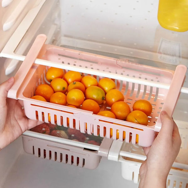 Set med 4 Kylskåp Organizer Kökslåda Utdragbar matkorglåda Frukt Färsk förvaringslåda