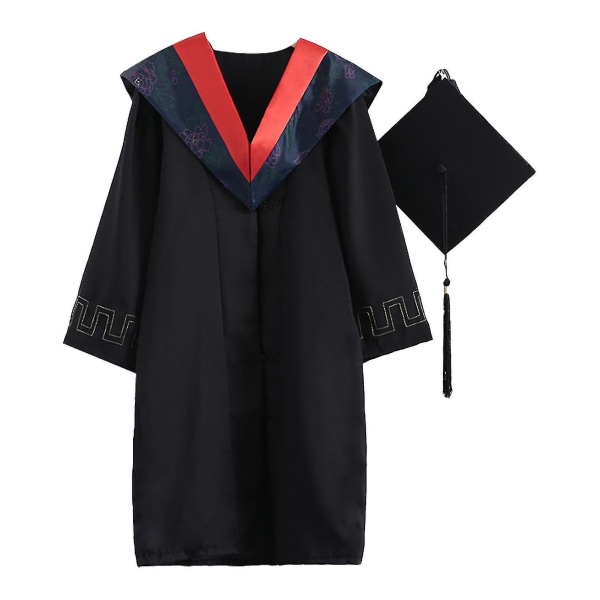 1 set Vacker finstickad examensuniform polyester Elegant festlig touch examensklänning för fotografering QinhaiLRed