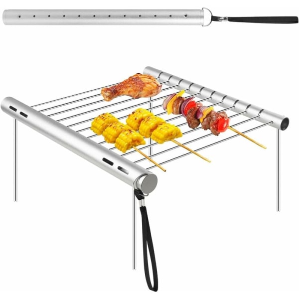 BBQ Grillar Bärbar Kolgrill Fällbar Rostfritt Stål BBQ Grill Bärbar Mini Camping Grill för Picknick Bakgårdar Vandring 31x3x3cm