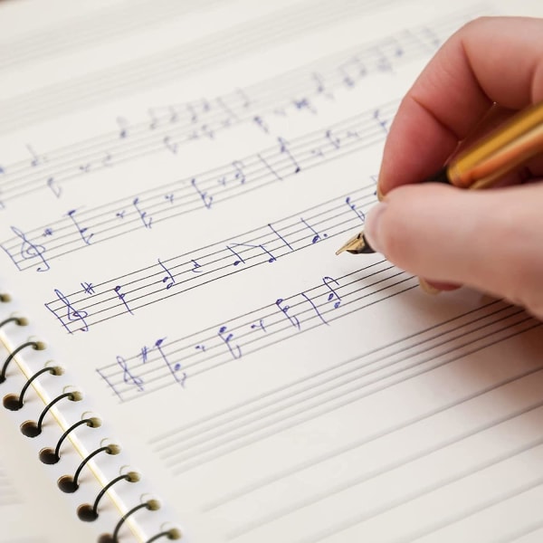 Musik Notebook Original Partitioned Handwritten Paper Notebook med Spiralbindning Gamla Sånger 50 Ark, Svart