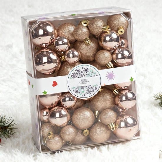 42 stk juletrekuler - flere størrelser og utseender - 3 cm - 4 cm - 5 cm - blanke kuler og glitterkuler egnet for juletredekorasjon goud XXS