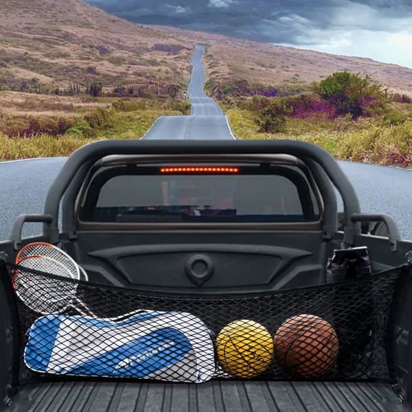 1 opbevaringsnet, 8 ABS-kroge, 2550d polyester, elastisk 46x153 cm, til varevogn, SUV, autocamper.