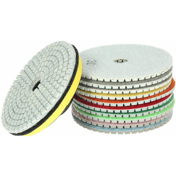 11 x 4\" Diamant vådslibepuder Slibeskive + 1 x bagplade til granit, marmor, sten, keramiske fliser, beton