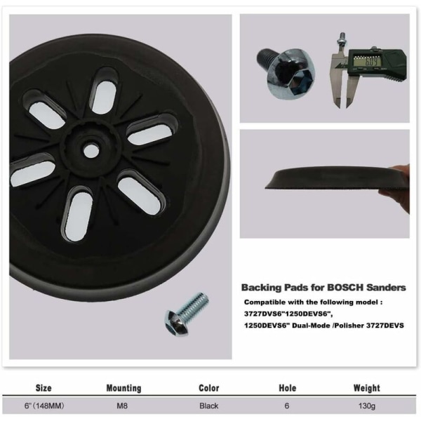 150 mm slipplatta - För Bosch GEX 150 AC, PEX 15 AE, GEX 150 Turbo excenterslip - 150 mm med Poweka-skruv