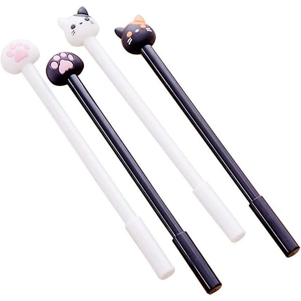 4-pack tecknad katt gelpenna svart bläckpenna söt penna kawaii brevpapper student skolmaterial
