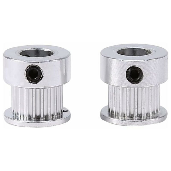 20 tänder kuggremsskiva 8 mm kuggremsskiva i aluminiumlegering för 3D-skrivare 2 st (20 kuggar (8 mm inre hål))