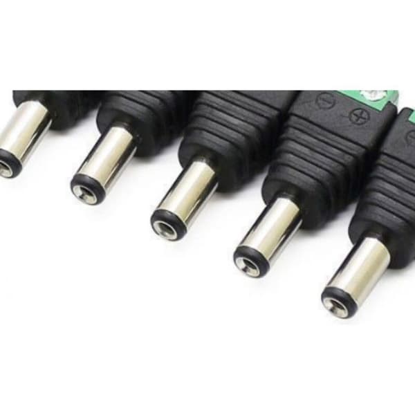10 DC strømstik han/hun 12V, adapterstik til kamera/DVR/LED.