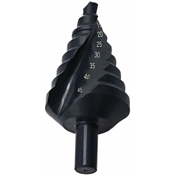 Titaanipinnoitettu kartiopora 10-45mm Porrastettu upotuspora Porauslaajennus Poraus teräkselle, Titaanipinnoitettu porrastettu pora 10-45mm Musta