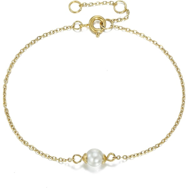 Smaltt 14k Riktigt Förgyllt Armband Litet Hjärta Armband Bar Armband Cirkel Armband Dubbel Cirkel Kedja Armband Skiva Armband Skapad Pärla Armband
