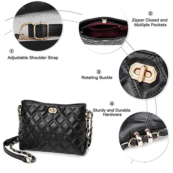 Liten crossbody-väska för kvinnor, handväskor, mode, läder, lätt, handväskor, svart
