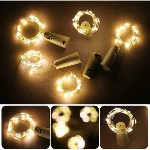 12-pack LED-flaskor, 20 LED 2 m ljusslingor för DIY-dekoration, julfest, stämningsbelysning (varmvit).
