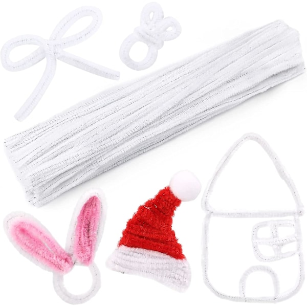 110 Pieces White Pipe Cleaners, Craft Pipe Cleaners, Pipe Cleaners Chenille Stem, Pipe Cleaners Bulk, Art Pipe Cleaners For Creative Home Decoration S