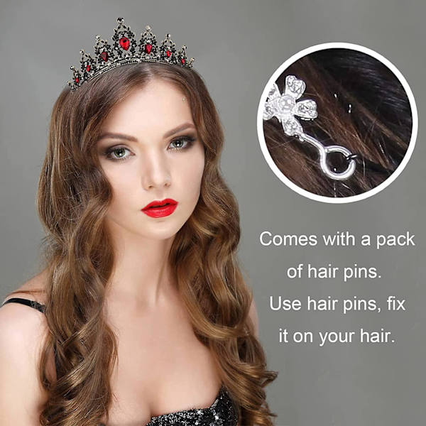 Bronse Tiaraer og Kroner for Kvinner Krystall Hodebånd for Jente Rød Rhinestone Hårtilbehør for Brud Bryllup Prom Bursdagsfest Dronning Prins