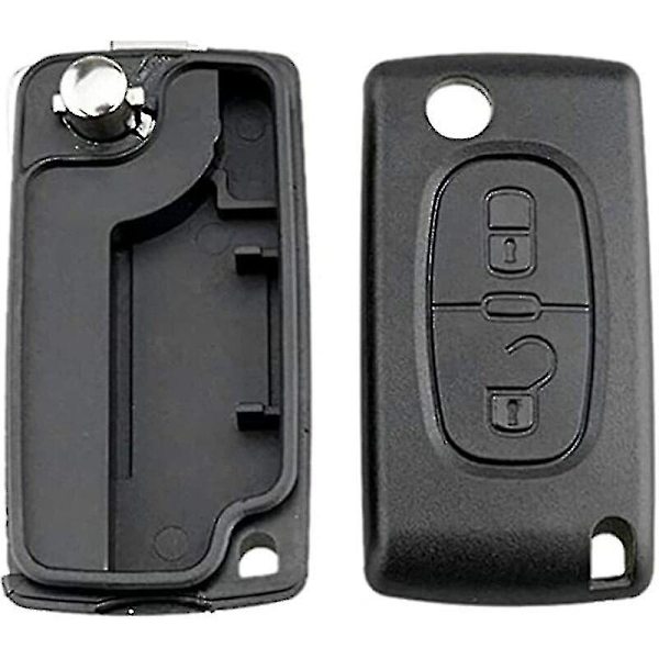 2 knappar nyckelskal kompatibel Ce0523 fällbar flippnyckel för Peugeot 207 307 308 407 408 3008 5008 Citroen C2 C3 C4 C5 C6 C8 (2 knappar, Ce0523)