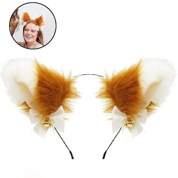 1st Cat Ears Pannband Cosplay Girls Dam Söt Party Pannband Khaki