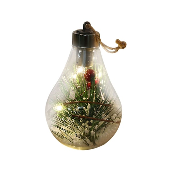 Julkula med LED-ljus, Transparent Julkula, Julgranshänge, Glödande