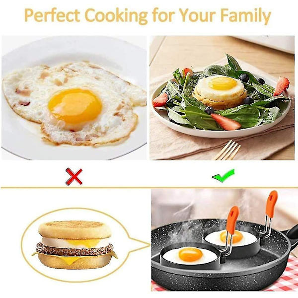 Non-Stick Egg Ring med Silikonhåndtak, Egg Ring Mold