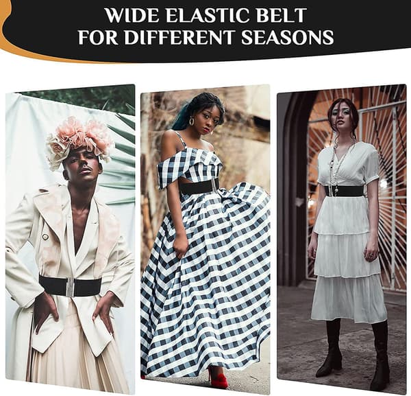 Lös tight bälte retro elastiskt elastiskt bälte retro elastiskt brett bälte dragsko, vit