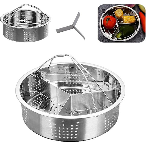 Mesh-korgdelare, trippeldelare korgställ kit tillbehör, ångkorg i rostfritt stål