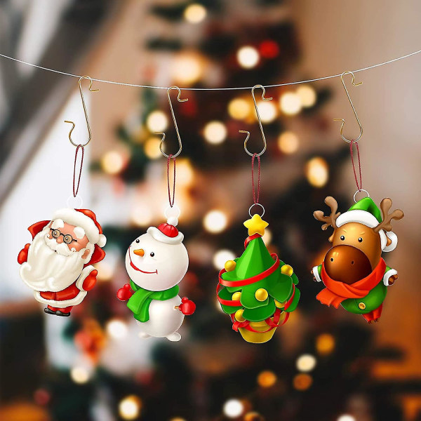120 stycken julgranskrokar, Xmas små återanvändbara S-krokar i rostfritt stål, för att hänga julkulor och andra julgransdekorationer (guld)