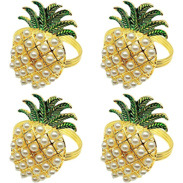 6 st ananas servettring i legering för hem, kök, bröllop, bankett, fest, julmiddagsdekoration