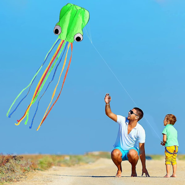 Stora bläckfiskdrakar, 3d-programvara bläckfiskdrakar med svans, lätta att flyga för barn Vuxna Nybörjare, perfekt för strand eller park 4mLila