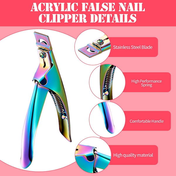 3 stk. Falske Negleklippere Akryl Negletips Cutter Rustfri Stål Negleklippesæt Negleopsamler Trimmer Manicure Værktøj Til Kunstig Gel