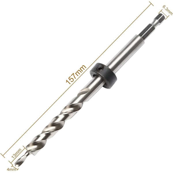 3/8" 9,5 mm Hex Torsion Steg Borrsats med djupbegränsad ringborr Jig Guide, silverstyle 2