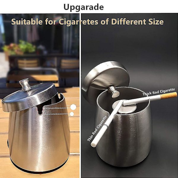 Vindskyddad för cigaretter utomhus S för uteplats Vacker bordsskiva i rostfritt stål för hem/kontor-26（Stor, silver）