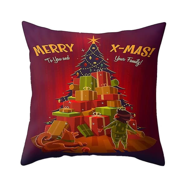 Jultryckt Kuddfodral Polyester Soffa Bil Kuddeöverdrag Heminredning 4st
