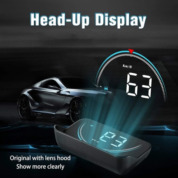 M8 HUD Car Head Up Display，ODB Gauge Car Display 3.5 tum Head Up Display OBD2 HUD Projektor Digital Car Display för bärbar multifunktionsbil（svart）