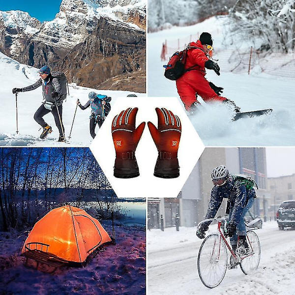 Vinter USB Elektriska Motorcykelhandskar Med Uppladdningsbart Batteri Män Kvinnor S-3xl（L）