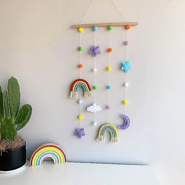 Rainbow Photo Display Hållare med Pompom Hårbåge Clips-1（C）