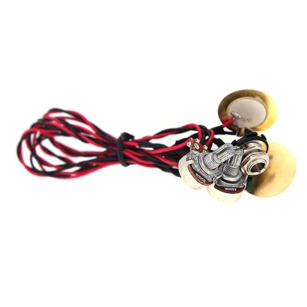 Dubbel piezo pickup 6,35 mm med volymtonkontroll för akustisk gitarr ukulele