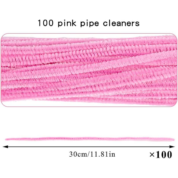 100 stycken piprensare Chenille-stång, enfärgade piprensare set för piprensare DIY konst hantverk dekorationer, Chenille-stänger piprensare (pin