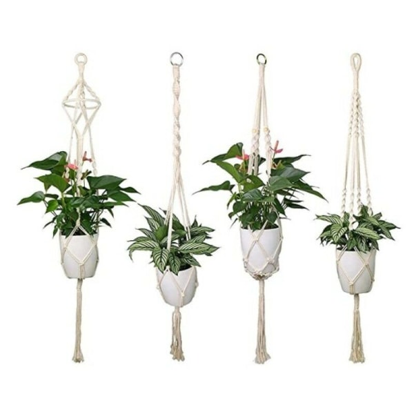 Set of 4 flower pot plant holders indoor outdoor macrame plant holders