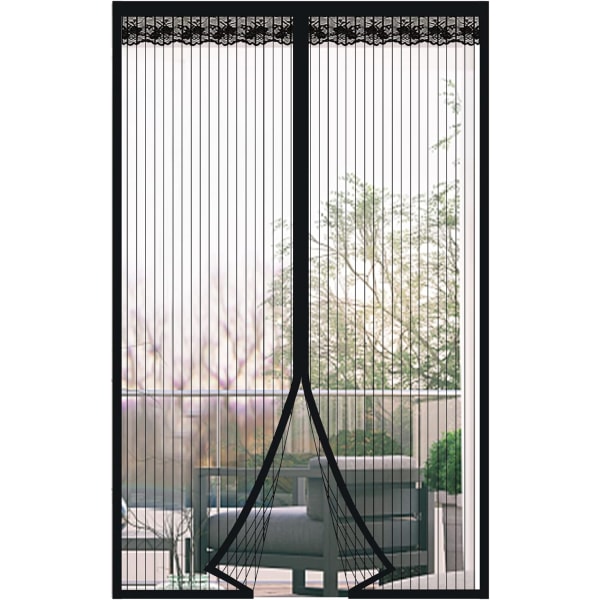 Perhoverhomagneettiovi, 110cm*210cm perhoverhomagneetti parvekkeen ovi ilman porausta, hyönteissuojaverho, hyttysverkkoovi, perhoovet, musta