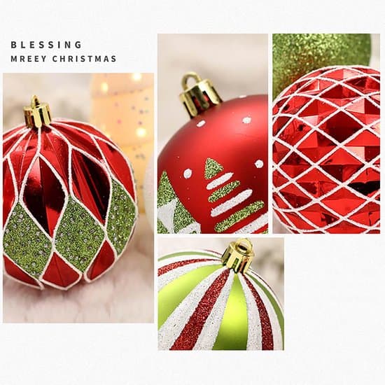 Julkulor 8 cm – Set om 16 – Julkulor i plast – Röd & grön & vit Rood & wit XXS