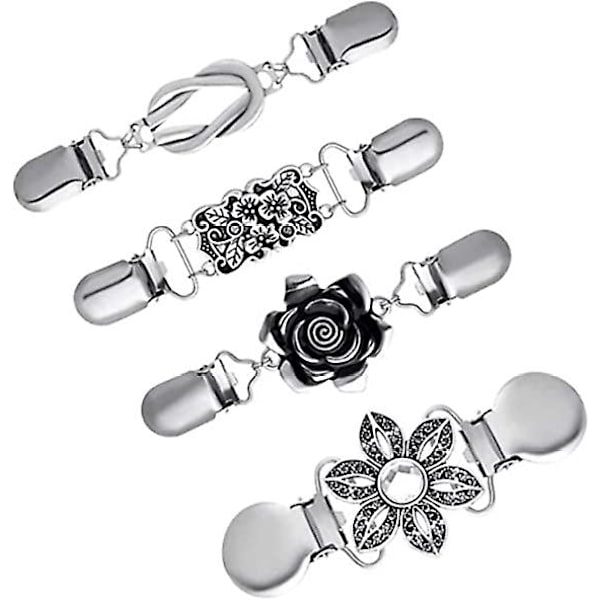 4 Cardigan-klämmor, Cardigan-klämmor för kvinnor, Metallklämma Sjal Krage