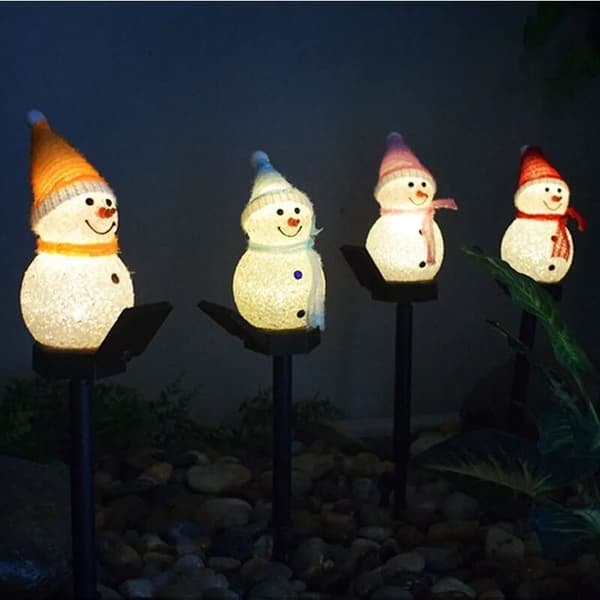 2-delt LED snemand solcellelampe havebelysning julehavedekoration plænelys