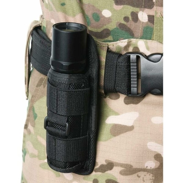 Pyörivä taskulampun cover metsästyskassivyön taskulampulle (musta)