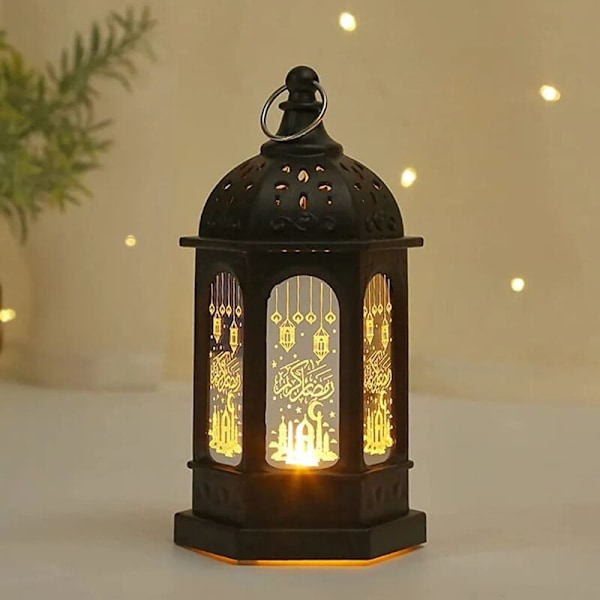 Ramadan dekorative lampe, Eid Mubarak lanterne måne stjerne dekoration, Ramadan dekoration muslimsk festival dekorative, sort