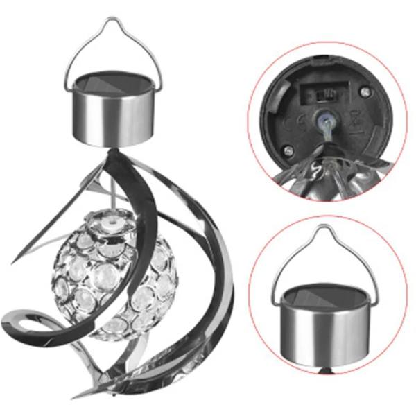 Solcells vindklocka ljus IP67 Vattentät LED vindsnurra färgförändrande lampa Utomhus hängande vindklocka ljus