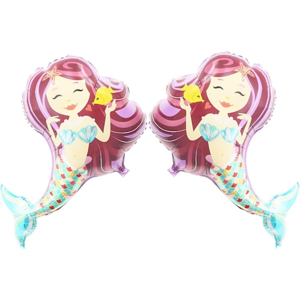 Sett med 2 gigantiske 38\" Merry Mermaid ballonger for bursdag, havtemafest, bryllupsdekorasjon (lilla)
