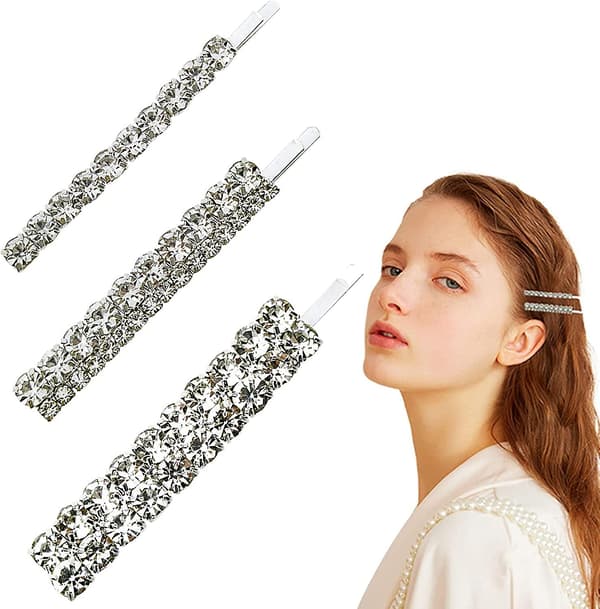 3-pack glittriga diamanthårklämmor Bling strass hårnålar kristallhårspännen tillbehör